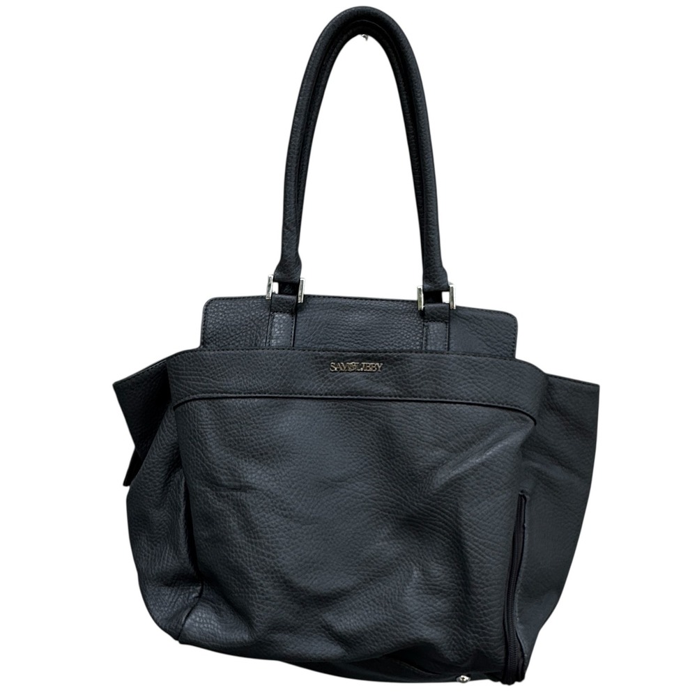 Sam & Libby Black Faux Leather‎ Satchel Shoulder Bag Work Travel Purse